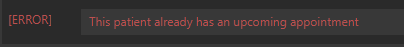 Invalid Add Appointment Existing